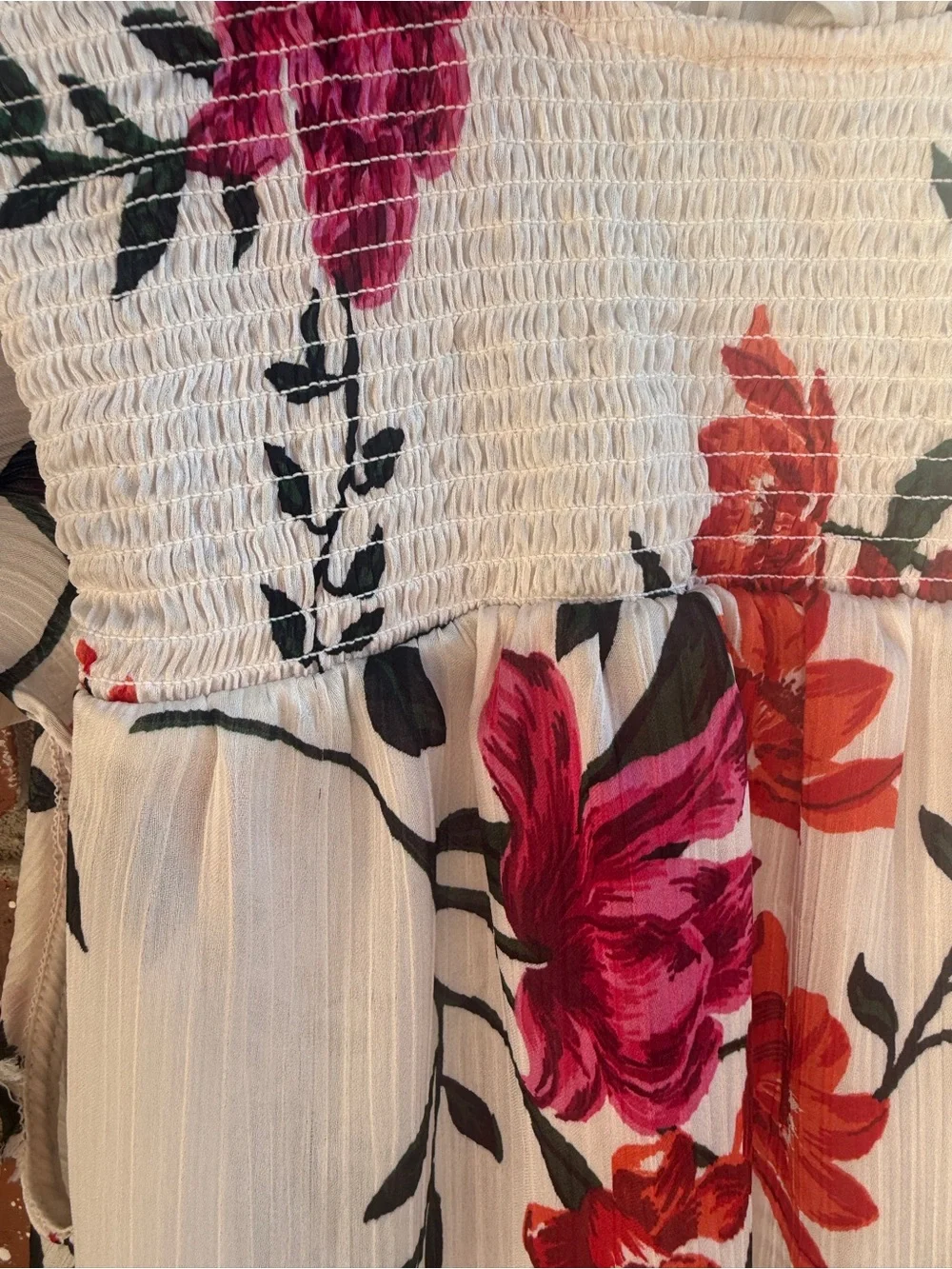 Old Navy Pink, Red and Green Floral Print Sleeveless Top